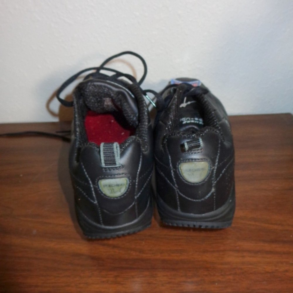 New Skechers Black Leather Shape Ups Shapeup Lace Up Shoes 8.5 NWOB - Picture 4 of 11